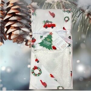 Modern Baby - ‘Christmas in the Woods’ Sherpa baby blanket 30” x 40” NWT